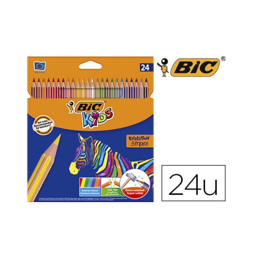 Lapices de colores bic evolution stripes caja de 24 colores surtidos