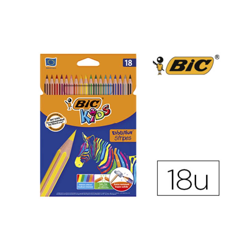 Lapices de colores bic evolution stripes caja de 18 colores surtidos