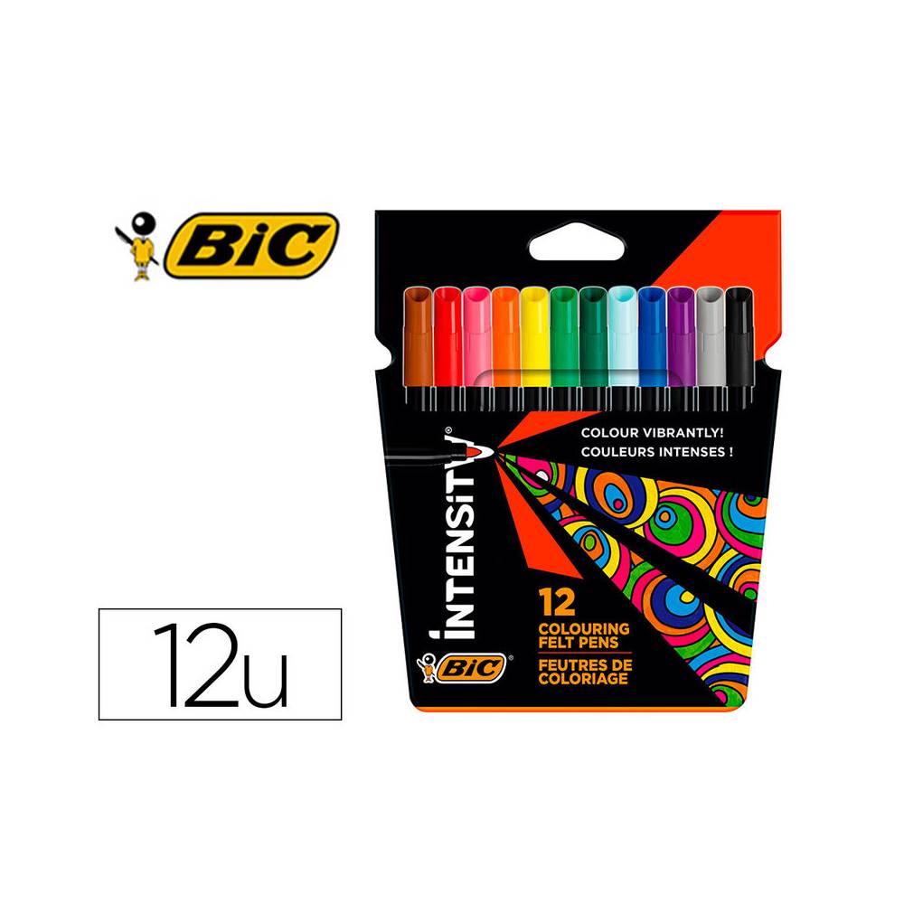 Rotulador bic intensity estuche de 12 colores surtidos