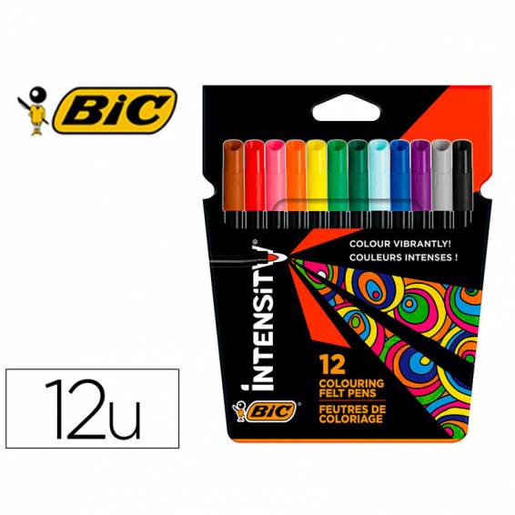 Rotulador bic intensity estuche de 12 colores surtidos