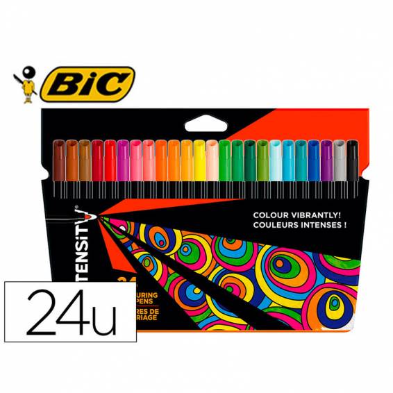 Rotulador bic intensity estuche de 24 colores surtidos