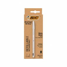 Boligrafo bic cristal renew tinta negra pack de 1 unidad + 2 recambios