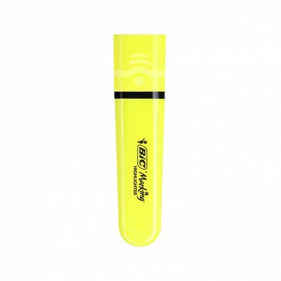 Rotulador bic flat fluorescente amarillo neon caja de 12 unidades