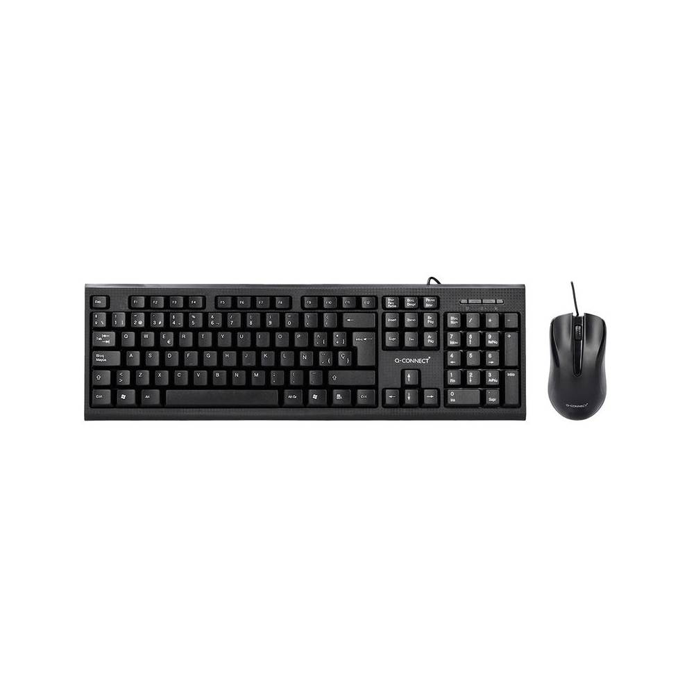 Set teclado y raton q-connect con cable color negro - KF10076