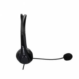 Auricular q-connect biaural diadema con microfono y control de volumen conexion usb color negro - KF10088