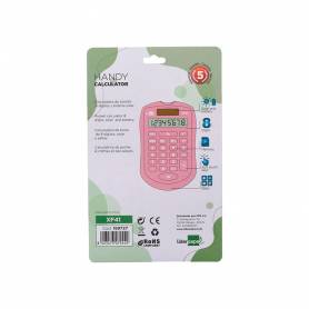 Calculadora liderpapel bolsillo xf41 8 digitos solar y pilas color rosa 94x59,5x10,5mm - XF41