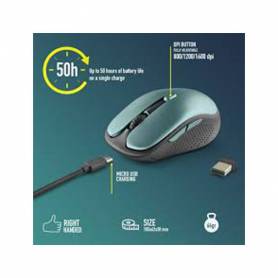 Raton ngs evo rust optico 800 1200 1600 dpi inalambrico 5 botones teclas silenciosas receptor usb 2,4 ghz verde - EVORUSTICE