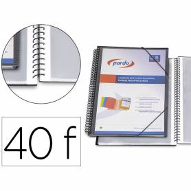 Carpeta pardo escaparate con espiral 40 fundas folio personalizable color negro - 844001