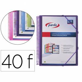 Carpeta pardo escaparate con espiral 40 fundas folio personalizable color lila - 844005