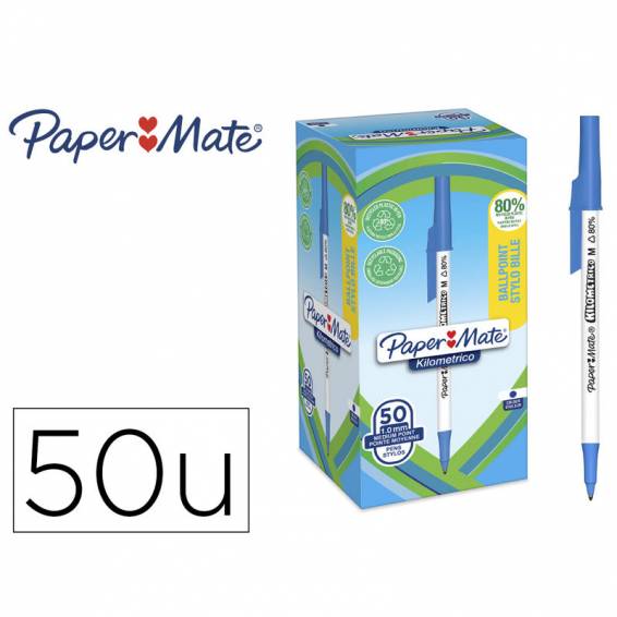 Boligrafo paper mate kilometrico punta 1 mm plastico reciclado 80% color azul - 2187702