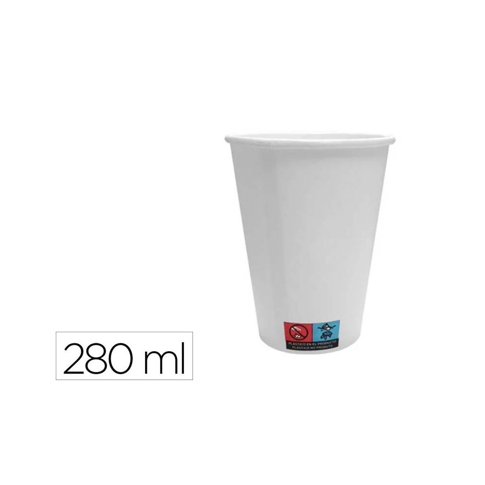 Vaso de papel blanco bunzl reciclable pefc 280 ml apto bebidas frias y calientes paquete de 50 unidades - 34512