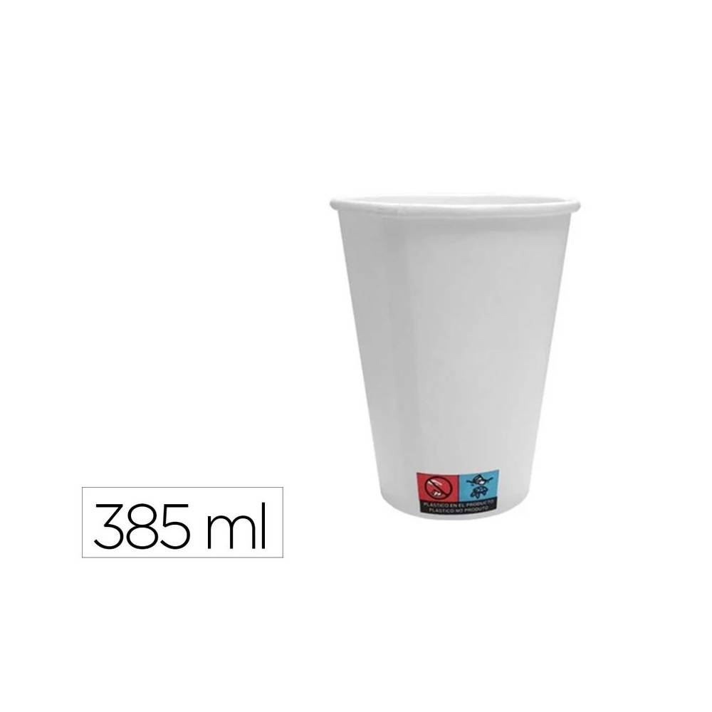 Vaso de papel blanco bunzl reciclable pefc 385 ml apto bebidas frias y calientes paquete de 50 unidades - 33187