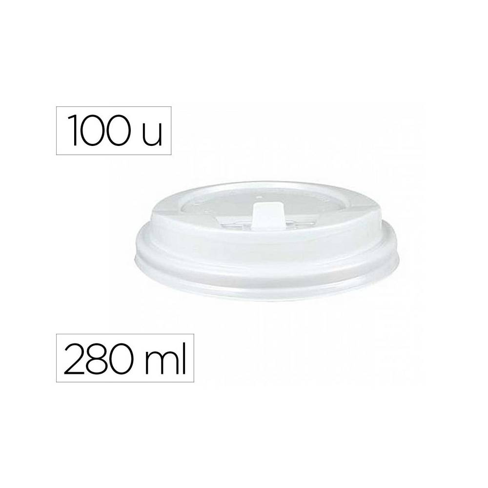 Tapa para vaso bunzl 280 ml poliestireno con orificio paquete de 100 unidades - 20507