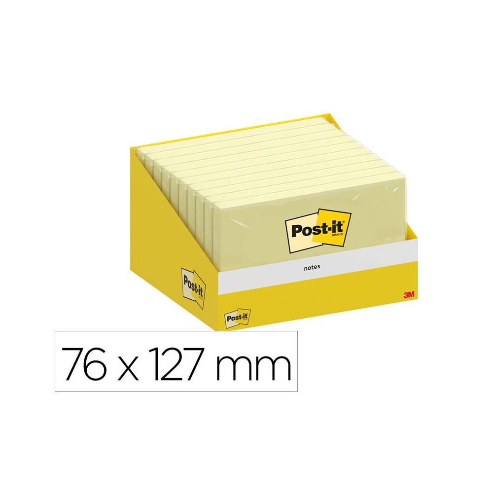 Bloc de notas adhesivas quita y pon post-it 76x127 mm 100 hojas amarillo canario retractilado individualmente - 7100317839