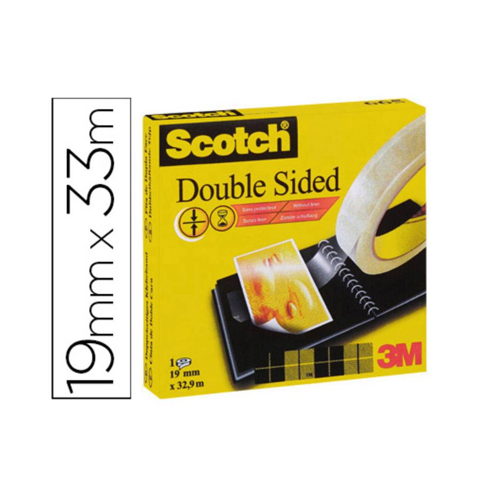 Cinta adhesiva scotch dos caras 33 mt x 19 mm