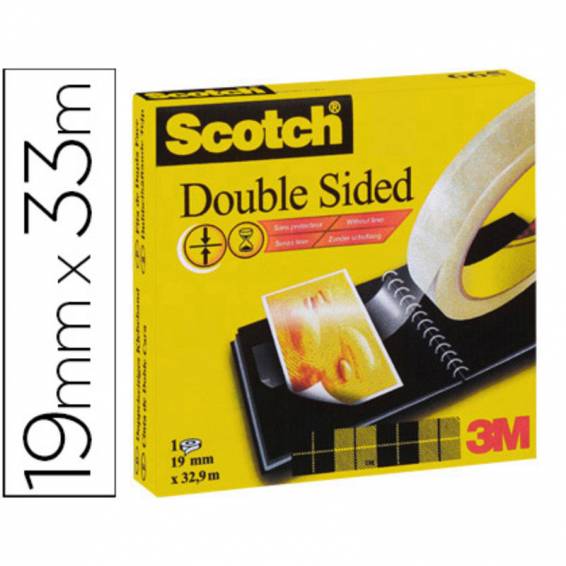 Cinta adhesiva scotch dos caras 33 mt x 19 mm