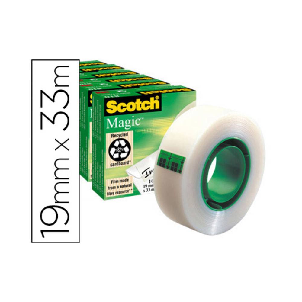 Cinta adhesiva scotch magic invisible 33 mt x 19 mm pack de 6 unidades