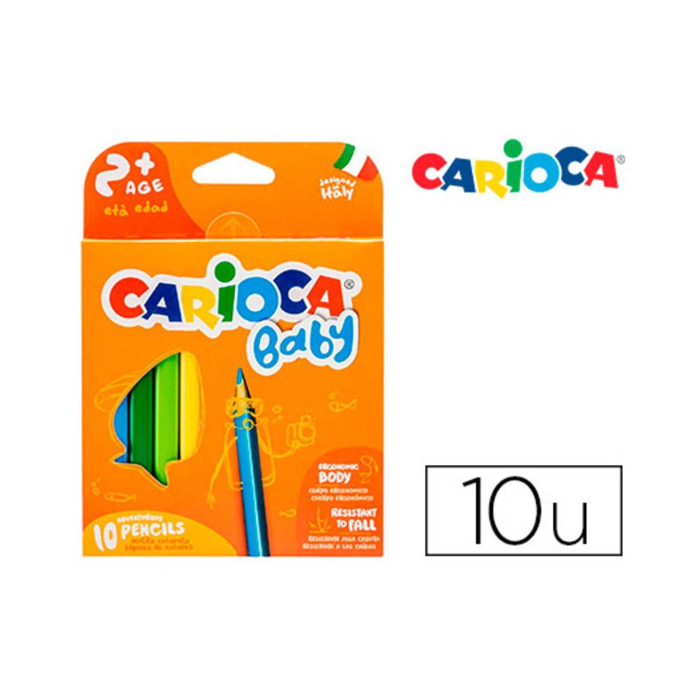 Lapices de colores carioca baby 2 años caja de 10 colores surtidos