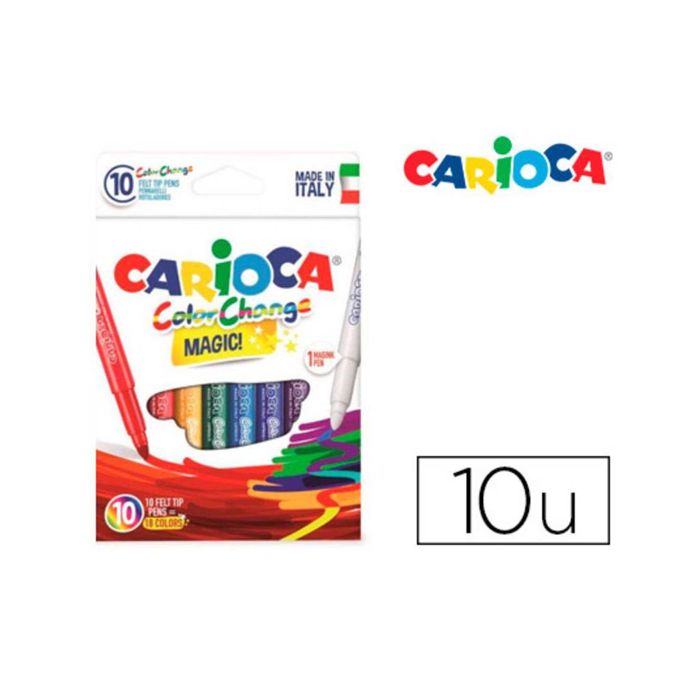 Rotulador carioca cambia color tinta magica caja de 10 unidades colores surtidos