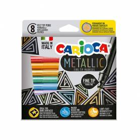 Rotulador carioca metallic punta fina caja de 8 colores surtidos