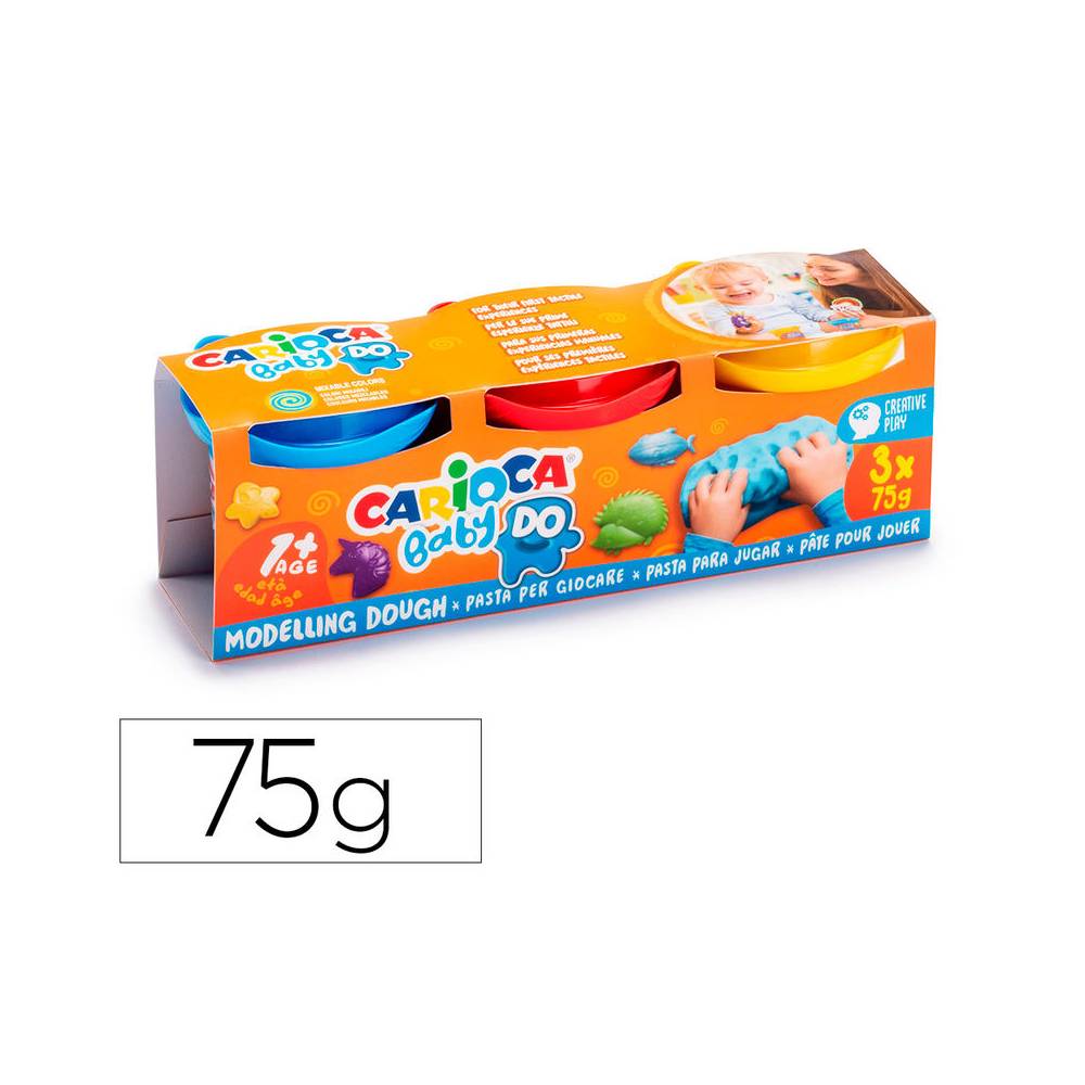 Pasta de modelar carioca baby dough bote 75 g set de 3 colores surtidos