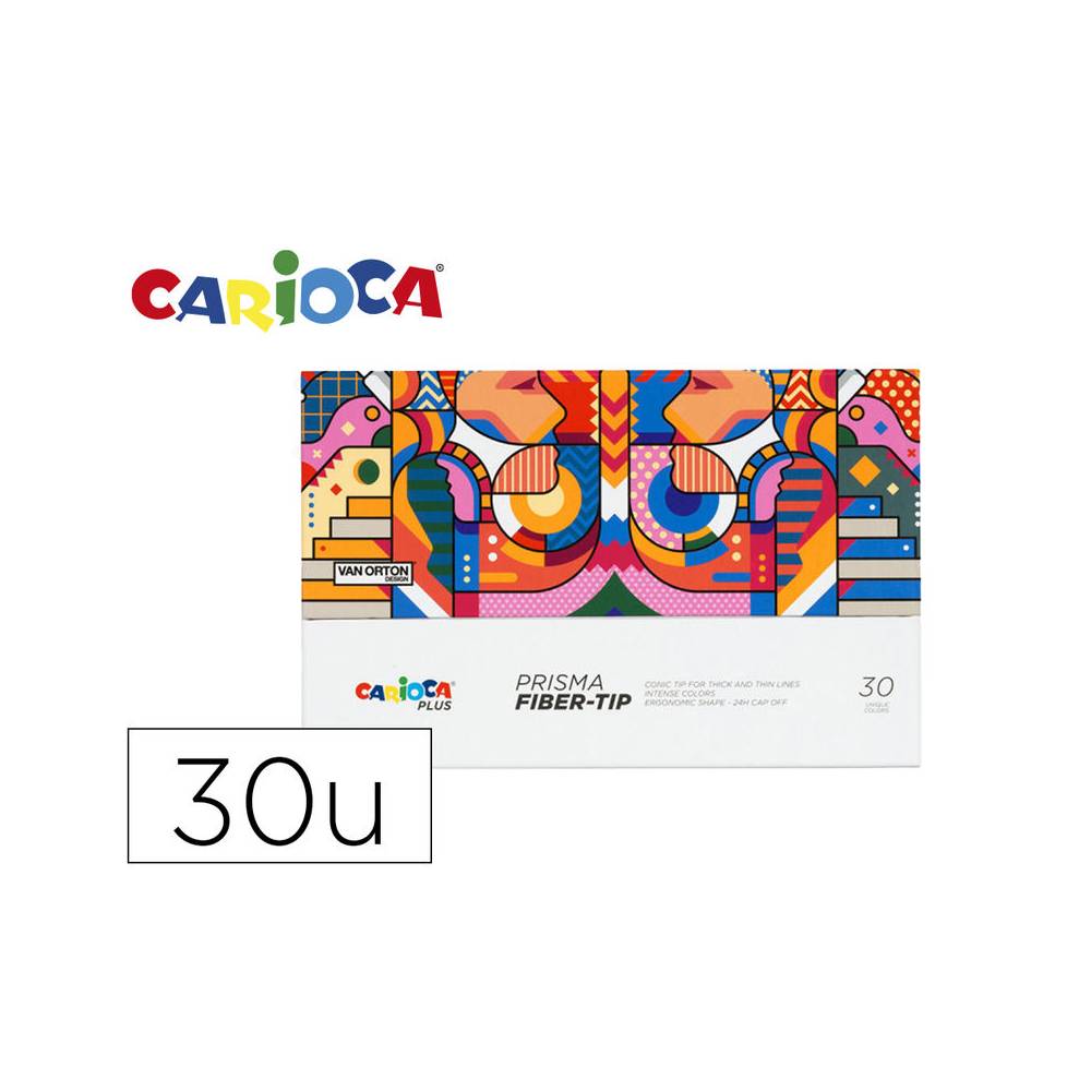 Rotulador carioca plus prisma fiber-tip de punta de fibra caja premium de 30 unidades colores surtidos