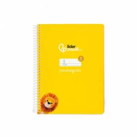 Cuaderno espiral liderpapel di n a5 pautaguia tapa blanda 40h 75 gr cuadro pautado 5mm color amarillo - BC118