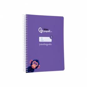 Cuaderno espiral liderpapel di n a5 pautaguia tapa blanda 40h 75 gr cuadro pautado 5mm color lila - BC120