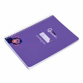 Cuaderno espiral liderpapel di n a5 pautaguia tapa blanda 40h 75 gr cuadro pautado 5mm color lila - BC120