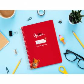 Cuaderno espiral liderpapel di n a5 pautaguia tapa blanda 40h 75 gr cuadro pautado 5mm color rojo - BC122