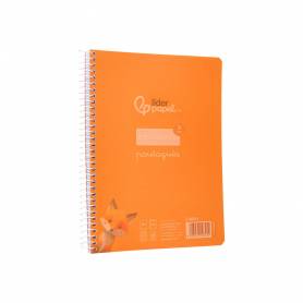 Cuaderno espiral liderpapel din a5 pautaguia tapa plastico 80h 90gr cuadro pautado 3mm color naranja - BE61