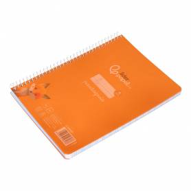 Cuaderno espiral liderpapel din a5 pautaguia tapa plastico 80h 90gr cuadro pautado 4mm color naranja - BE62