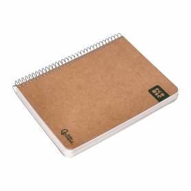 Cuaderno espiral liderpapel a5 tapa cartulina kraft contracolada 120h papel 100% reciclado 80 gr liso - BJ92