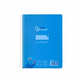 Cuaderno espiral liderpapel din a5 pautaguia tapa plastico 80h 90gr cuadro pautado 3 mm con margen color azul - BE52