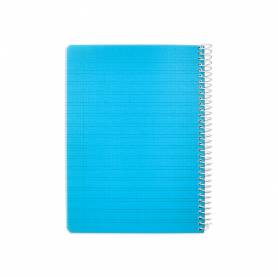 Cuaderno espiral liderpapel din a5 pautaguia tapa plastico 80h 90gr cuadro pautado 3 mm con margen color azul - BE52