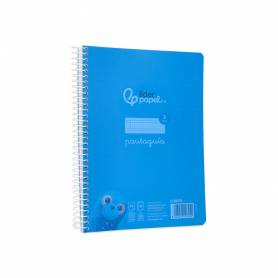 Cuaderno espiral liderpapel din a5 pautaguia tapa plastico 80h 90gr cuadro pautado 3 mm con margen color azul - BE52