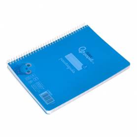 Cuaderno espiral liderpapel din a5 pautaguia tapa plastico 80h 90gr cuadro pautado 3 mm con margen color azul - BE52