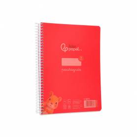 Cuaderno espiral liderpapel din a5 pautaguia tapa plastico 80h 90gr cuadro pautado 3 mm con margen color rojo - BE53