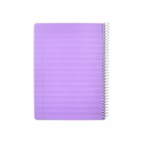 Cuaderno espiral liderpapel din a5 pautaguia tapa plastico 80h 90gr cuadro pautado 3 mm con margen color violeta - BE55