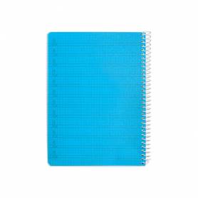 Cuaderno espiral liderpapel din a5 pautaguia tapa plastico 80h 90gr cuadro pautado 4mm con margen color azul - BE57