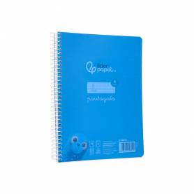 Cuaderno espiral liderpapel din a5 pautaguia tapa plastico 80h 90gr cuadro pautado 4mm con margen color azul - BE57