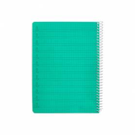 Cuaderno espiral liderpapel din a5 pautaguia tapa plastico 80h 90gr cuadro pautado 4mm con margen color verde - BE59