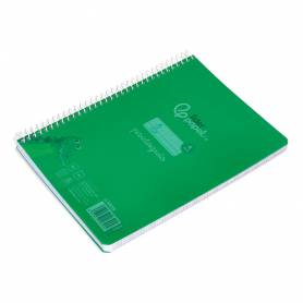 Cuaderno espiral liderpapel din a5 pautaguia tapa plastico 80h 90gr cuadro pautado 4mm con margen color verde - BE59