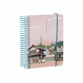 Agenda espiral liderpapel sant orini a6 2025 día página atardecer rosa papel 60 gr - 