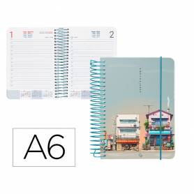 Agenda espiral liderpapel sant orini a6 2025 día página street view papel 60 gr - 