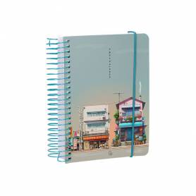 Agenda espiral liderpapel sant orini a6 2025 día página street view papel 60 gr - 