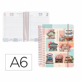 Agenda espiral liderpapel sant orini a6 2025 dp & ws mosaico papel 60 gr - 