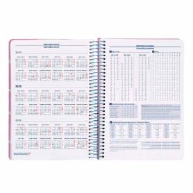 Agenda espiral liderpapel clas sic a4 2025 día página color rosa papel 70 gr - 