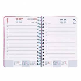 Agenda espiral liderpapel clas sic a4 2025 día página color rosa papel 70 gr - 