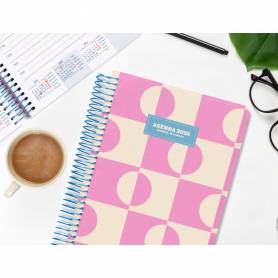 Agenda espiral liderpapel clas sic a4 2025 día página color rosa papel 70 gr - 